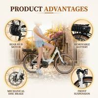 Vélo électrique de ville léger en aluminium 26 pouces, 7 vitesses, moteur sans balais, batterie lithium 36V 14.4Ah, 250W, longue autonomie, stock disponible en UE