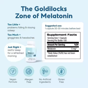 Hiệu suất cao cấp thực phẩm Melatonin viên nang cho giấc ngủ & thư giãn trực tiếp từ nhà máy chế độ ăn uống bổ sung - Product Image 2