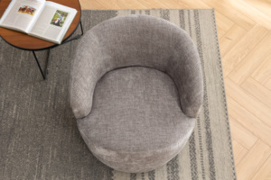 Fauteuil pivotant moderne en tissu chenille, fauteuil baril avec <span class=keywords><strong>anneau</strong></span> métallique en revêtement poudré noir, <span class=keywords><strong>gris</strong></span>, meubles de salon - Product Image 6