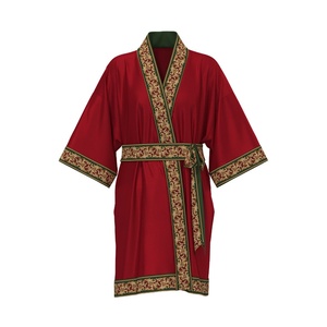 Camicia da notte estiva di alta qualità, nuova ed elegante, in stile retrò cinese, da donna, di lusso, con scollo a V, in poliestere satinato, 3370 - Product Image 2