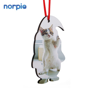 Ornements de <span class=keywords><strong>Noël</strong></span> en MDF double face à sublimation, forme <span class=keywords><strong>pingouin</strong></span>, à suspendre à l'arbre, en stock, impression photo personnalisée - Product Image 6