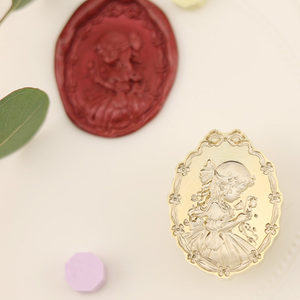 New Craft 3D cứu trợ cô bé sáp con dấu tem đầu hình elip cắt cạnh tùy chỉnh Logo 3D mô hình cứu trợ cho sinh viên tự làm Sổ tay - Product Image 2