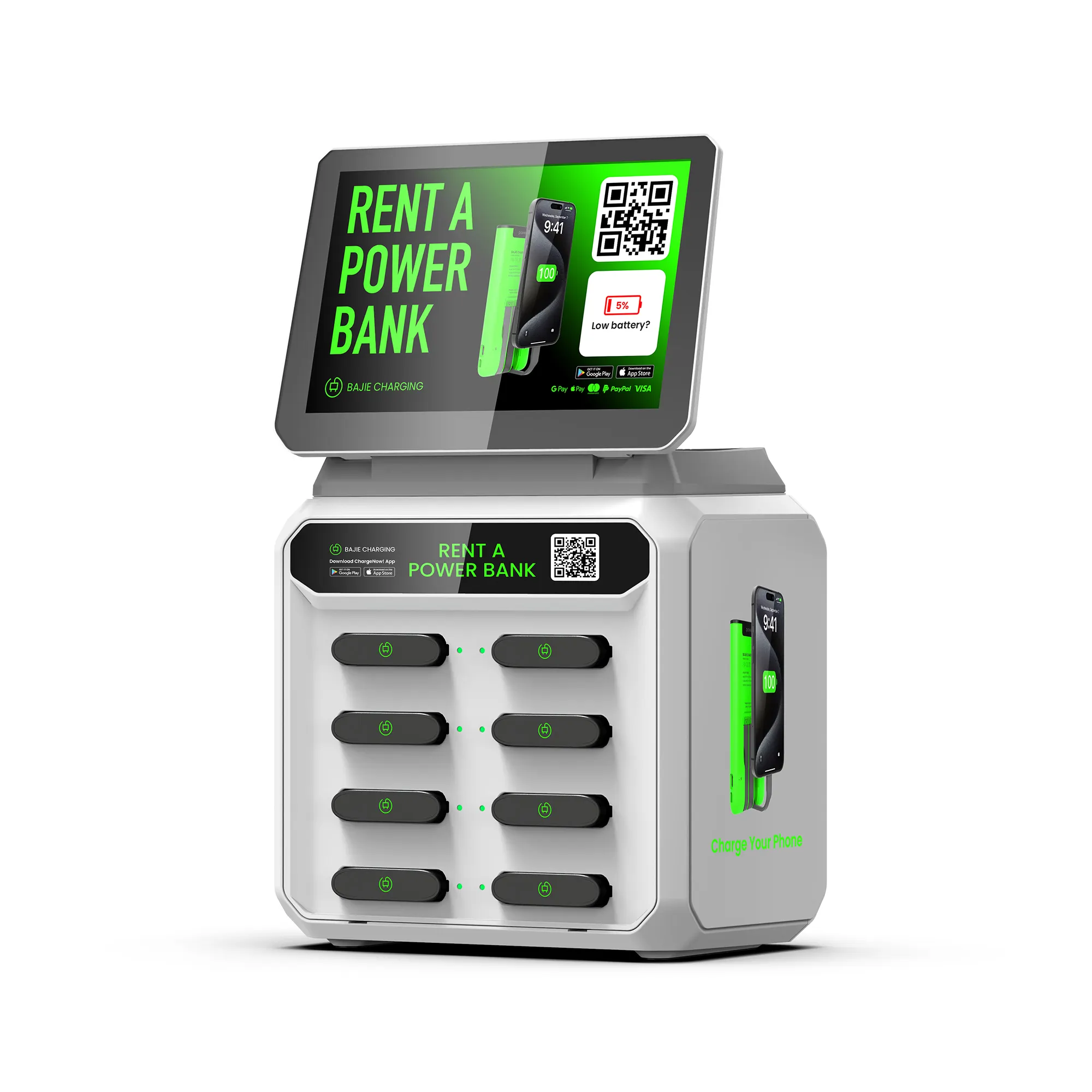 Bajie yeni başlatılan popüler şarj Kiosk paylaşılan güç banka iş pil otomat