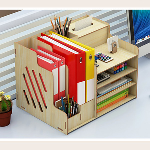 Organizador de almacenamiento de escritorio ajustable de madera DIY estante de exhibición estante, suministros de oficina de madera Accesorios de escritorio - Product Image 6