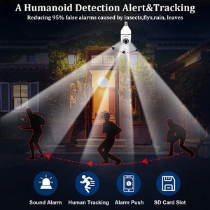 Caméra de Surveillance <span class=keywords><strong>WiFi</strong></span> Ampoule E27 Vision Nocturne, Caméra Domestique Sans Fil 2 Mégapixels, Caméra de Sécurité Vidéo CCTV IP Moniteur - Product Image 4