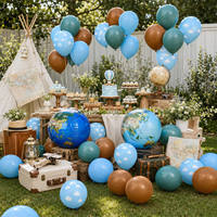 Kit d'arche de ballons de voyage avec carte du monde, ballons en aluminium globe terrestre, décorations pour fête de naissance