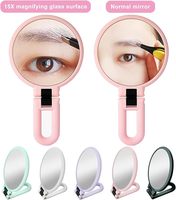 Poignée Réglable 5X 10X 15X Grossissant Double Face Pliant Miroir à Main Table de Voyage Maquillage Bureau Vanité pour Femmes