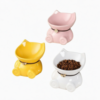 Bols de voyage surélevés pour chats de style européen, antidérapants, en céramique écologique, imprimé animal, inclinaison à 45 degrés, portables, faciles à nettoyer, pour la nourriture