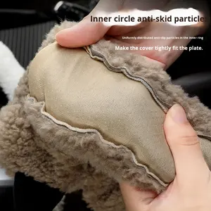 Chevrolet Audi Dodge Compatible couverture de <span class=keywords><strong>volant</strong></span> de voiture 4 rayons Style d'affaires en cuir véritable hiver Protection chaude anti-dérapant - Product Image 4