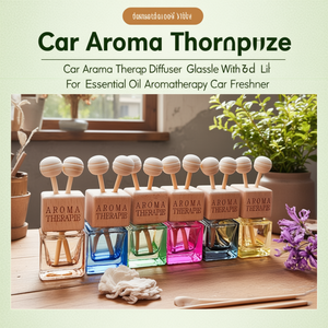 <b>Car</b> Aroma Therapie <b>Diffuser</b> Glass <b>Bottle</b> With Wood Lid For Essential Oil Aromatherapy <b>Car</b> Freshener - Product Image 3