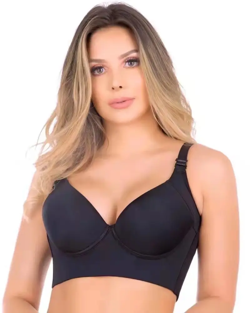 Women's Plus Size Bralettes Underarm-Smoothing Comfort Wireless Deep Cup Hide Back Fat T-Shirt Large Bra Cup Bra