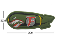 Missile 3D en forme de requin N O.F Silicone PVC étanche en caoutchouc souple requin Animal drôle Missile Patch pour chemise tactique sac bricolage