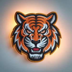 メーカー卸売 カスタム 大型 ベルクロ 刺繍 タイガーハットパッチ ジャケット シェニール ジーンズ キャップパッチ アイロン接着 - Product Image 1