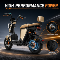 Scooter électrique de livraison de nourriture robuste 60V 1000W avec boîte de chargement arrière, batterie au lithium longue portée, frein à disque avant, cyclomoteur pour adultes