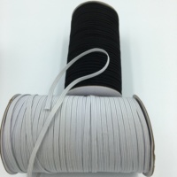 Bande plate élastique tricotée en caoutchouc, disponible en blanc et en noir, idéale pour le vêtement, vente en gros, 6mm