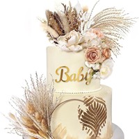Feuilles de palmier et de ginkgo décoratives en papier écologique blanc doré pour gâteaux de Noël et d'anniversaire, vente en gros, assortiment de pièces