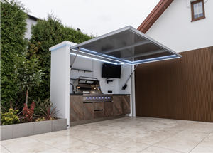 وحدة مطبخ خارجية فاخرة للشواء مع فرن بيتزا وشواية، خزانة مطبخ خارجية من الفولاذ المقاوم للصدأ مع حجرة تخزين ذات باب كهربائي - Product Image 5