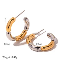 Ensemble de boucles d'oreilles créoles et clous d'oreilles hypoallergéniques multicolores, minimalistes, en acier inoxydable plaqué or, imperméables