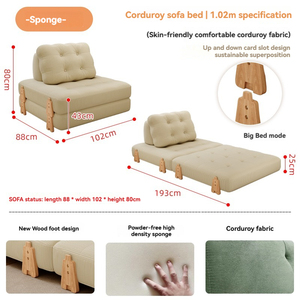 Minimalist Reclining Lazy <b>Sofa</b> Tofu Block Living Room Single <b>Sofa</b> <b>Bed</b> Dual-Purpose Tatami Can Sleep and Lie <b>Folding</b> - Product Image 3