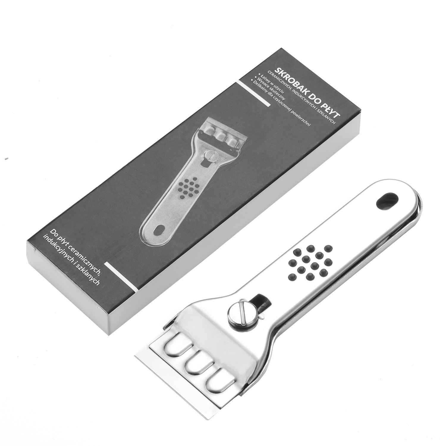Raspador de limpieza de acero inoxidable (embalaje en caja de color)