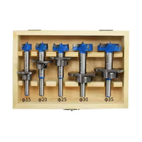 15-35mm Forstner Bit Set Scie cloche à bois avec ouvre-trou de clé pour le positionnement et l'alésage des charnières d'armoire Kit 5 pièces