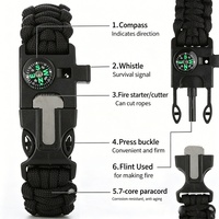 Kit de bracelet de survie en paracorde 5 en 1, allume-feu d'urgence, sifflet sonore, boussole, équipement de randonnée en plein air pour hommes