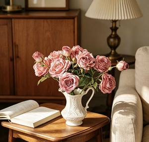 3 Têtes de Roses Artificielles en Soie Faites à la Main, Branches Longues et Durables, Modernes, 55 cm, pour la Maison, Mariages, Écoles, Noël, Halloween - Product Image 1