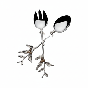 Cubiertos de metal de acero con mango acabado plateado más vendidos Servidor de ensalada de metal de aspecto moderno Servidor de ensalada de verduras con espejo Servidor de ensalada - Product Image 1