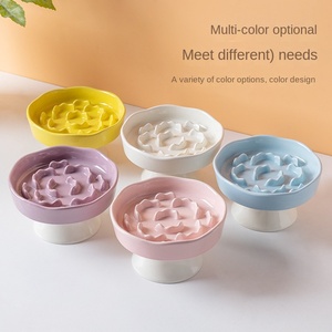 Ciotola di cibo per gatti lenta in ceramica per cani protezione per il collo del piede alto Anti-soffocamento eco-friendly arrotondata ciotola impermeabile per animali domestici - Product Image 4