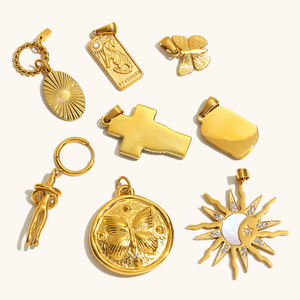 Collezione di ciondoli in oro assortito Dingran stili unici tra cui farfalla, croce, Sunburst e madreperla accenti - Product Image 2