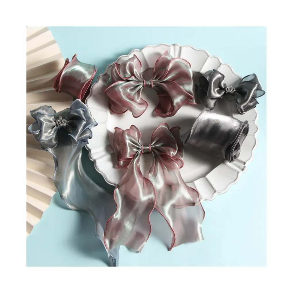 Organza Satin Ribbon for Gift Wrapping, DIY Crafts Pearlescent Chiffon Ribbon Sheer Chiffon Ribbon