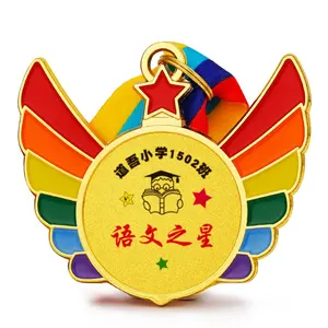 angel wing soft enamel medal for children kids student reading event competition championship,gymnastics sublimation medals