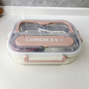 Boîte à lunch portable de haute qualité 2026, grande capacité, en acier inoxydable 304, avec compartiments et couverts - Product Image 3