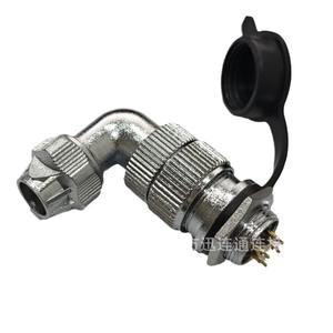 Prise d'alimentation aéronautique ronde coudée étanche WF16, connecteur en alliage de zinc plaqué or cuivre 2-10 broches - Product Image 1