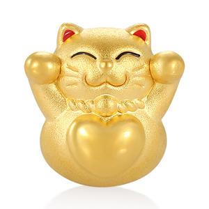 Esmalte artesanía diseño de lujo oro micro-duro 24K oro puro feliz gato de la suerte pulsera con cuentas accesorios de joyería de oro - Product Image 1