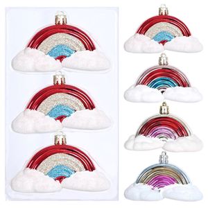 Ornements de Noël faits main, peints à la main, nuages et arc-en-ciel en couleur, en plastique électroplaqué, style classique, à suspendre, directement de l'usine - Product Image 1