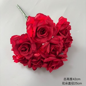 Fleurs artificielles Pingping, bouquet de roses diamant à 9 têtes, fleurs en soie, décoration de mariage, sans feuilles, toucher réel - Product Image 3