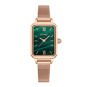 Reloj verde pequeño para mujer, reloj de cuarzo cuadrado simple y elegante, reloj de pulsera resistente al agua - Product Image 4
