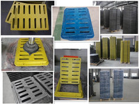 EN124 C250 D400 Carré En Fibre De Verre SMC Composite Gully Grille D'égout pour Système De Drainage D400 FRP Manhole Cover