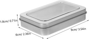 Muestras Gratuitas al por Mayor: Caja Metálica Rectangular Plateada de Grado Alimenticio con Bisagras, Personalizable, con Tapa Transparente y Ventana Redonda - Product Image 2