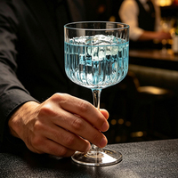 Verres à Gin Tonic Côtelés Vintage 510 ml (17,2 oz) – Verres à Cocktail Gaufrés à Long Pied – Gobelets à Vin en Verre Sans Plomb pour Bar et Hôtel