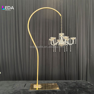 LEDA Gold Metal Crystal Chandelier Centerpiece Stand Elegant Wedding <b>Table</b> Decoration - Product Image 6