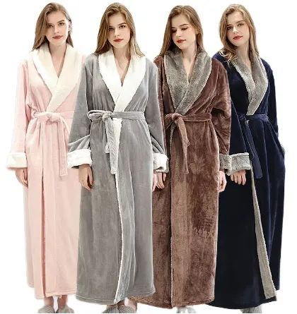 फैशन गर्म पुरुषों महिलाओं की पजामा Nightgown युगल नाइटवियर बागे जापानी कोरियाई फलालैन शरद ऋतु और सर्दियों बाथरोब