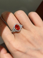 Bague ovale en or 18 carats avec halo de diamants de laboratoire couleur orange Fanta, certifiée IGI, bijoux fins, vente en gros, OEM, ODM