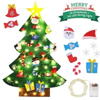Suspension murale en feutre, arbre de noël avec lumières LED et ornements, bricolage, 21 pièces