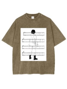 เสื้อยืดลายพิมพ์ดนตรีที่โดดเด่น ลุคซักฟอกและทำเก่าแบบยูนิเซ็กซ์ พร้อมลายพิมพ์ดิจิทัลด้วยเทคนิคฮีททรานเฟอร์ของลาย <span class=keywords><strong>Clockwork</strong></span> <span class=keywords><strong>Orange</strong></span> - Product Image 2