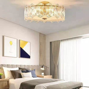 Nouveau Style Intérieur Français Lustre chambre 120 cm moderne nordique or abat-jour en verre plafonnier - Product Image 3