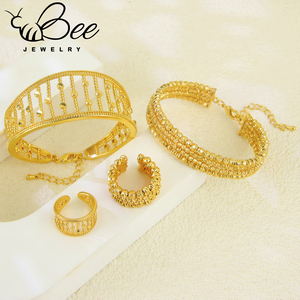 Juego de Anillos y Brazaletes Turcos Vintage, Chapados en Oro de 24k, con Cuentas, para Novias, Bodas y Fiestas - Product Image 1