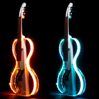 Violon acrylique transparent de haute qualité 355x130mm avec LED RVB pour la performance nocturne violon électrique acrylique clair fait à la main
