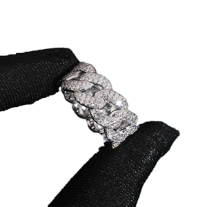 Hot Sale Cuban <b>Ring</b> VVS Pass Moissanite Test 925 Silver <b>Gold</b> Plated Men's Hip Hop Iced <b>Rings</b> Third Party Certified Prong <b>Set</b> - Product Image 1